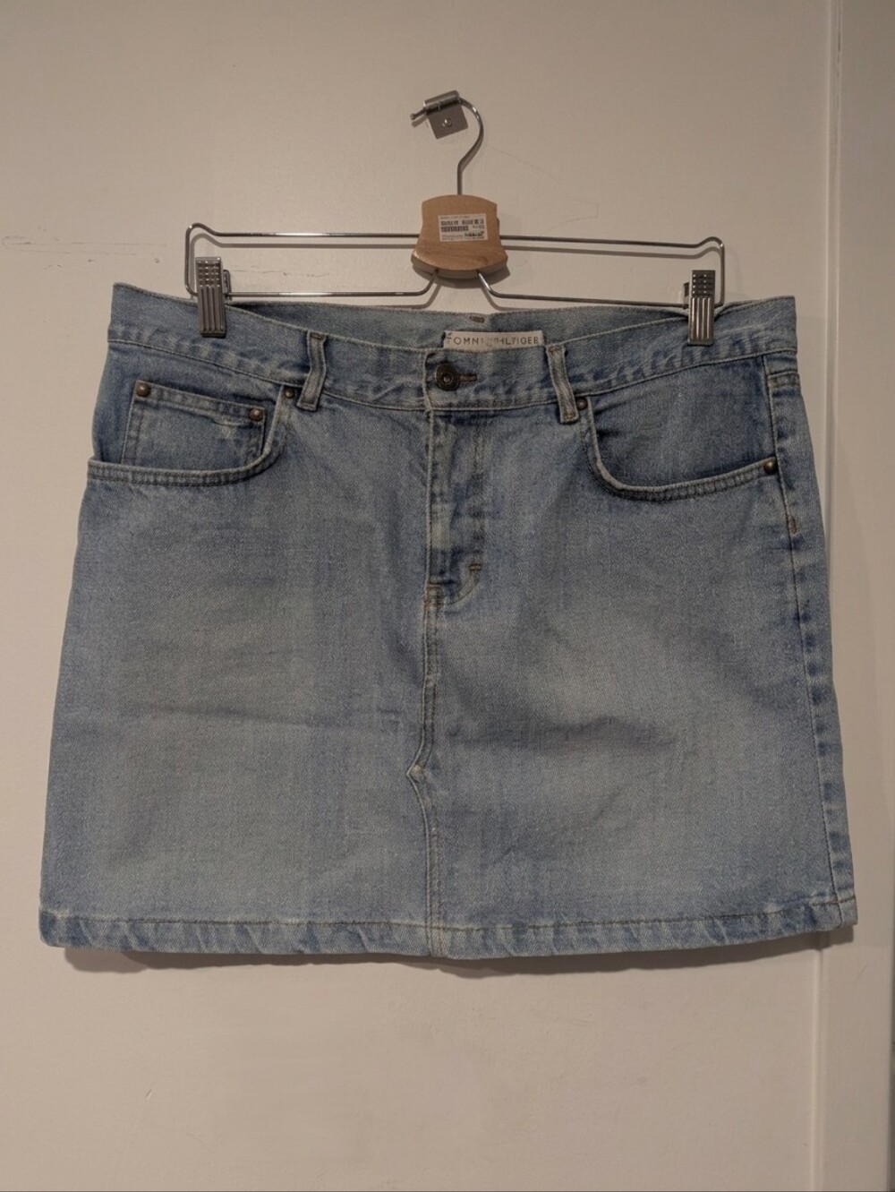 Vintage Tommy Hilfiger Denim Mini Skirt Light Wash 12
